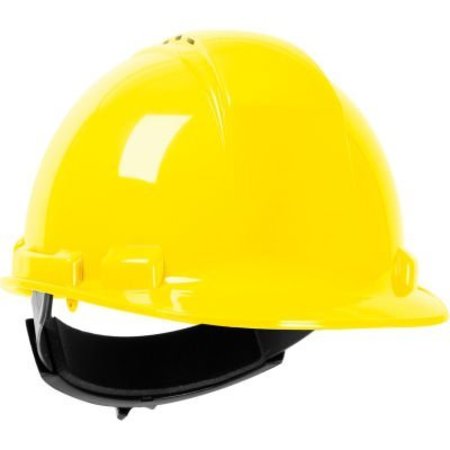 PIP Whistler Cap Style Hard Hat HDPE Shell, Vented 4-Pt Textile Suspension, Ratchet Adjustment, Yellow 280-HP241RV-02